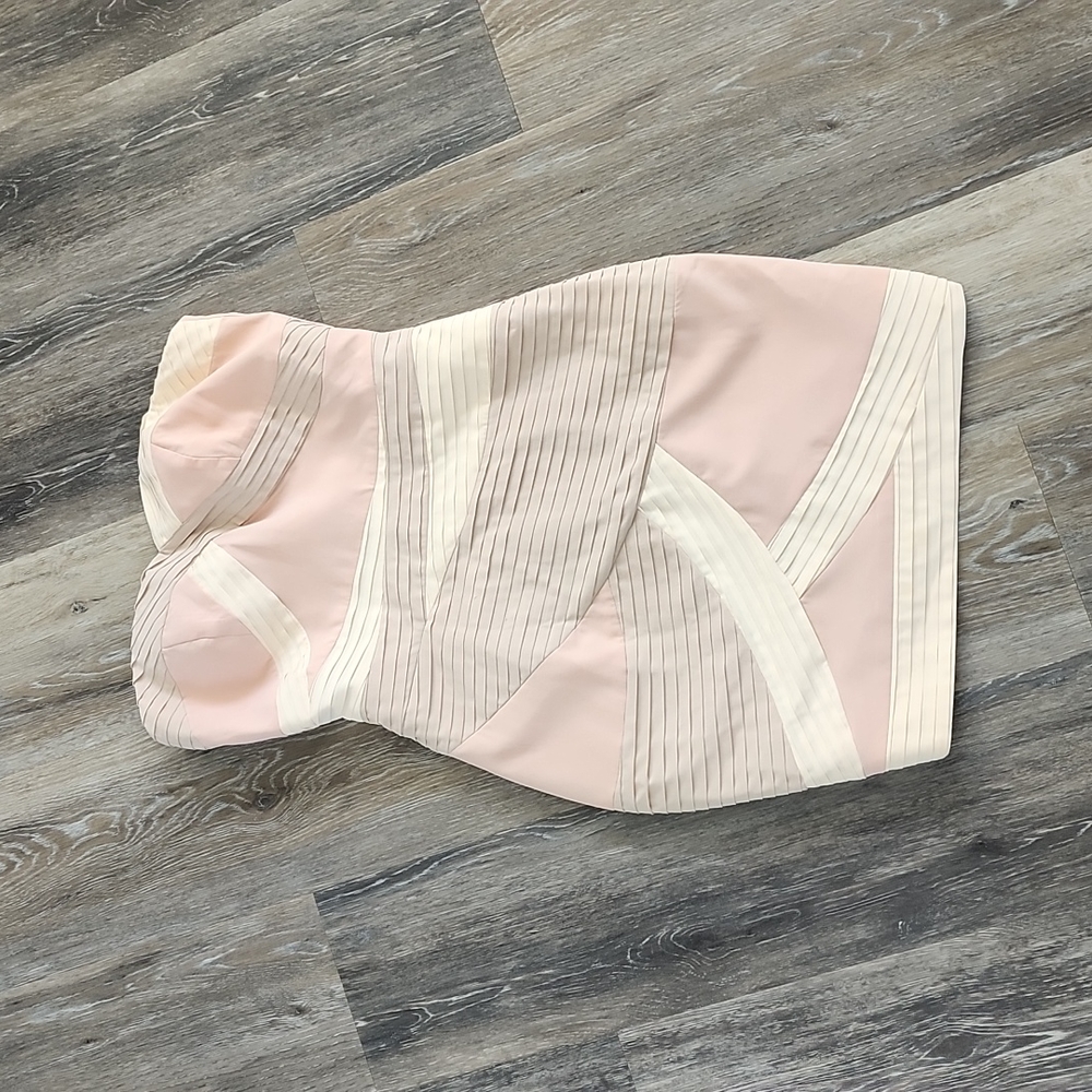 Small pink, cream, and tan Gianni Bini strapless dress